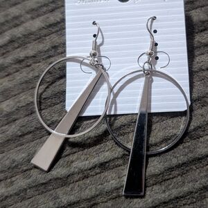geometric circle and bar drop earrings.